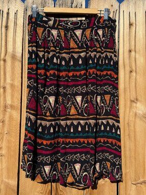 PRICE FIRM 90s Worthington Abstract Printed Multicolored Elastic Waist Skirt  S